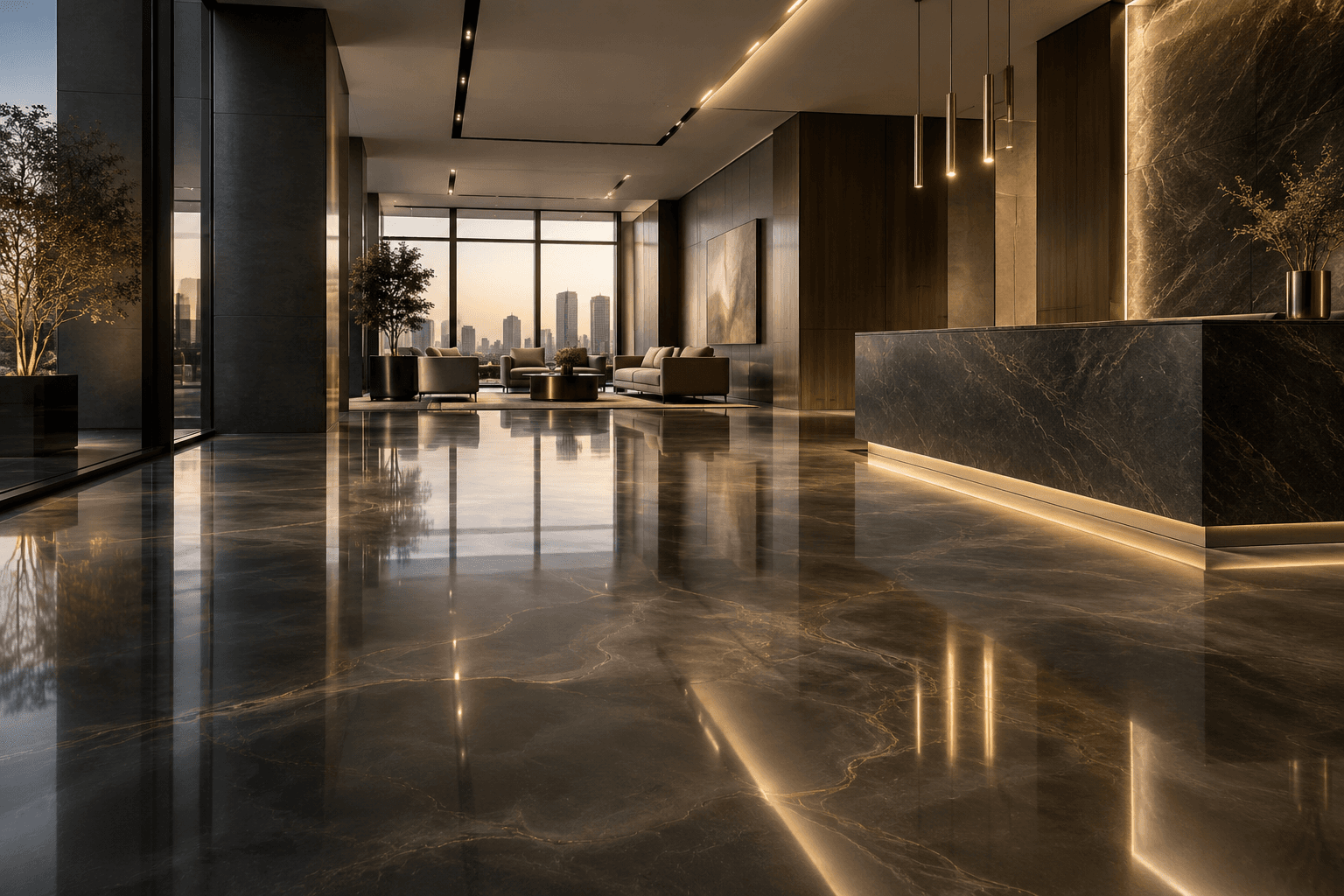 Premium epoxy flooring in a modern architectural interior