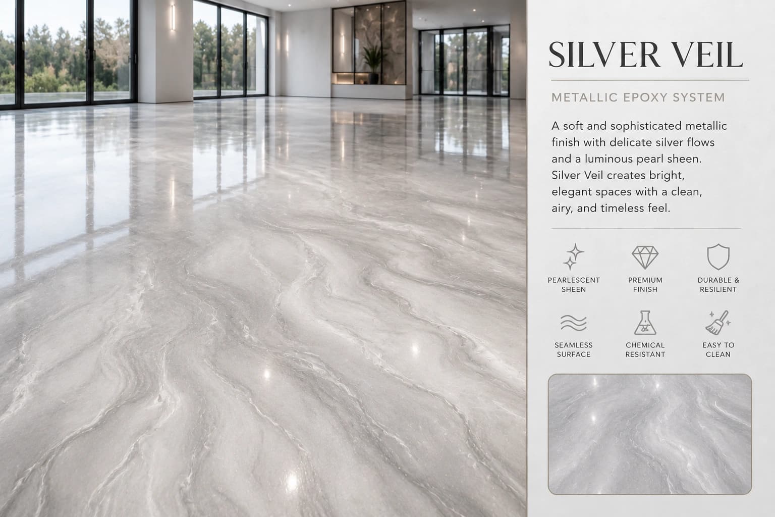 Silver Veil metallic epoxy finish